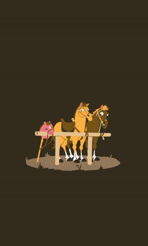 Real And Toy Horses Funny Mobile Wallpaper     X