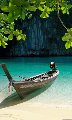 Beautiful boat in green water