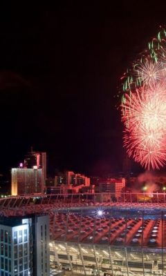Night Soccer Fireworks Olympics Stadium Olympics      X