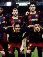 Sports Soccer Lionel Messi Fc Barcelona Pique Daniel Alves David Villaavi Hernandez Victor Valdes     X