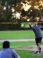 Uss Farragut Sailor Pitches During Softball Game With The La Rochelle Baseball Cl     X