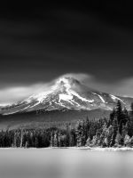 Nature Snowy Mountains Lake Grayscale Landscape wallpaper