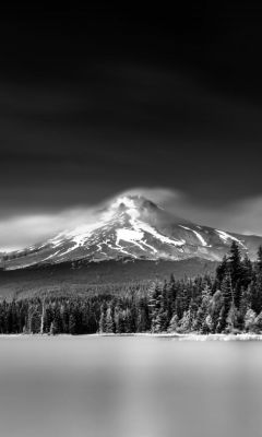Nature Snowy Mountains Lake Grayscale Landscape wallpaper