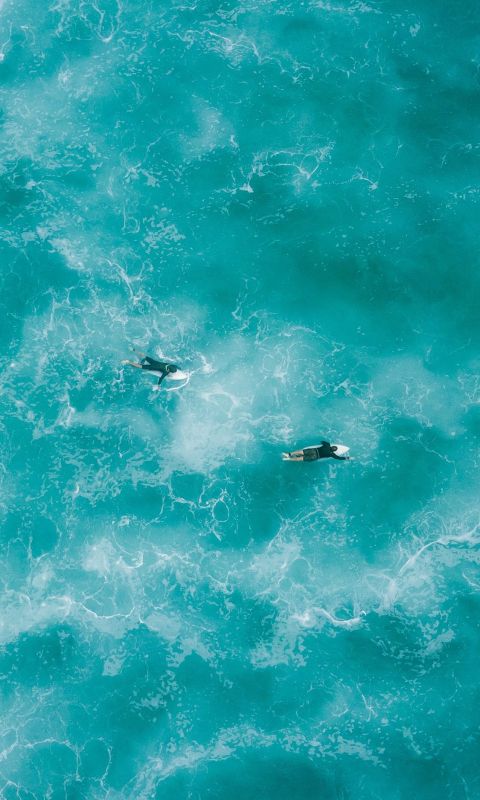 two people surfing on water wallpaper