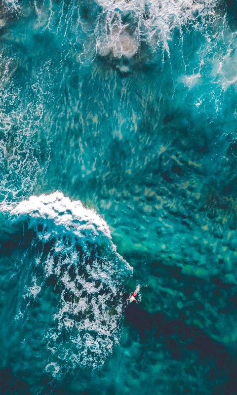 wavy ocean in aerial photography wallpaper