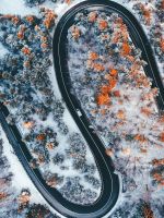 aerial photography of wavy road wallpaper