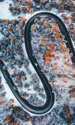 aerial photography of wavy road wallpaper