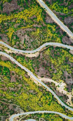 aerial photography of road wallpaper
