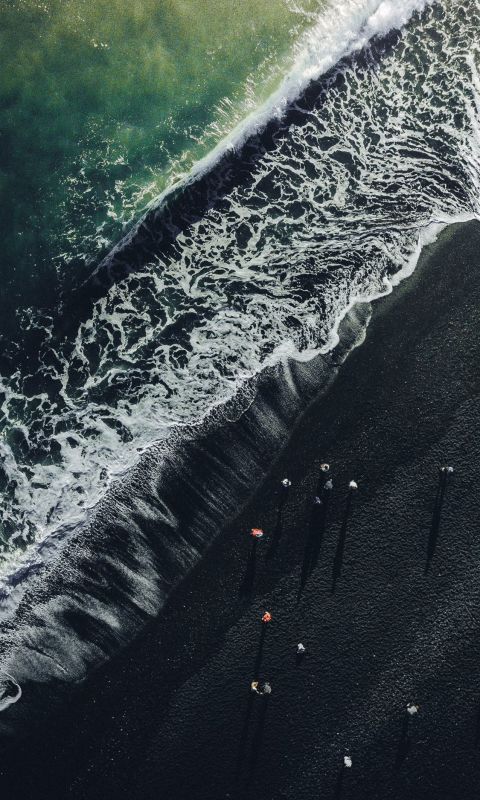 aerial view photography of beach wallpaper