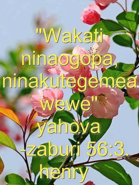 "Wakati ninaogopa, ninakutegemea wewe"  yahova   -zaburi 56:3. henry   Text Wallpaper