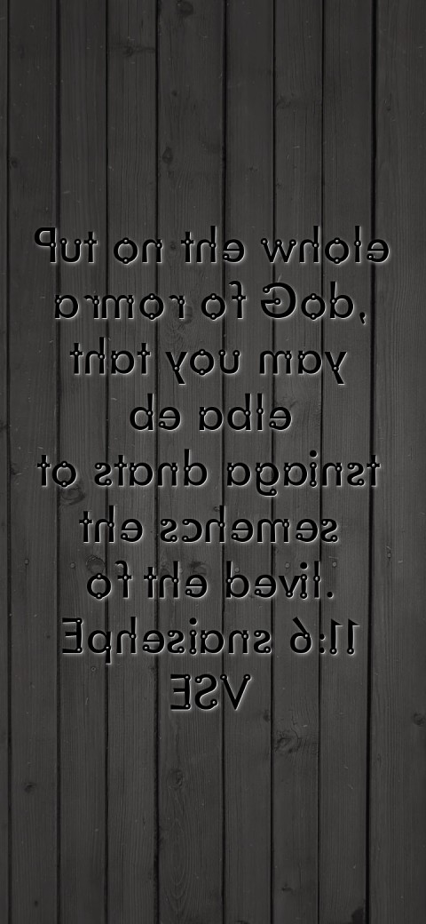 
Put on the whole
armor of God,
that you may
be able
to stand against
the schemes
of the devil.
Ephesians 6:11
ESV Text Wallpaper